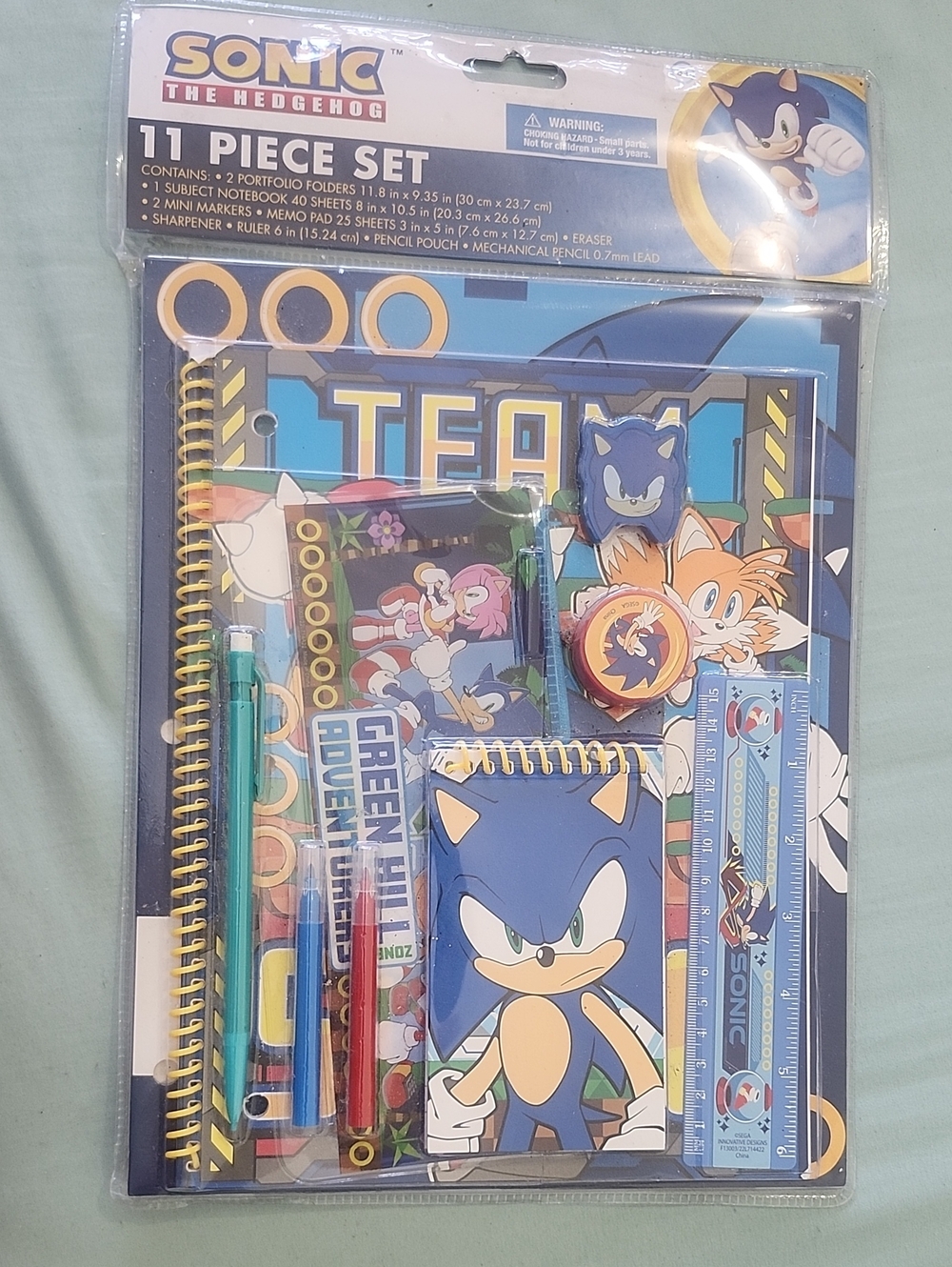 Sonic the Hedgehog Kids 11-Piece Blue Stationery Set